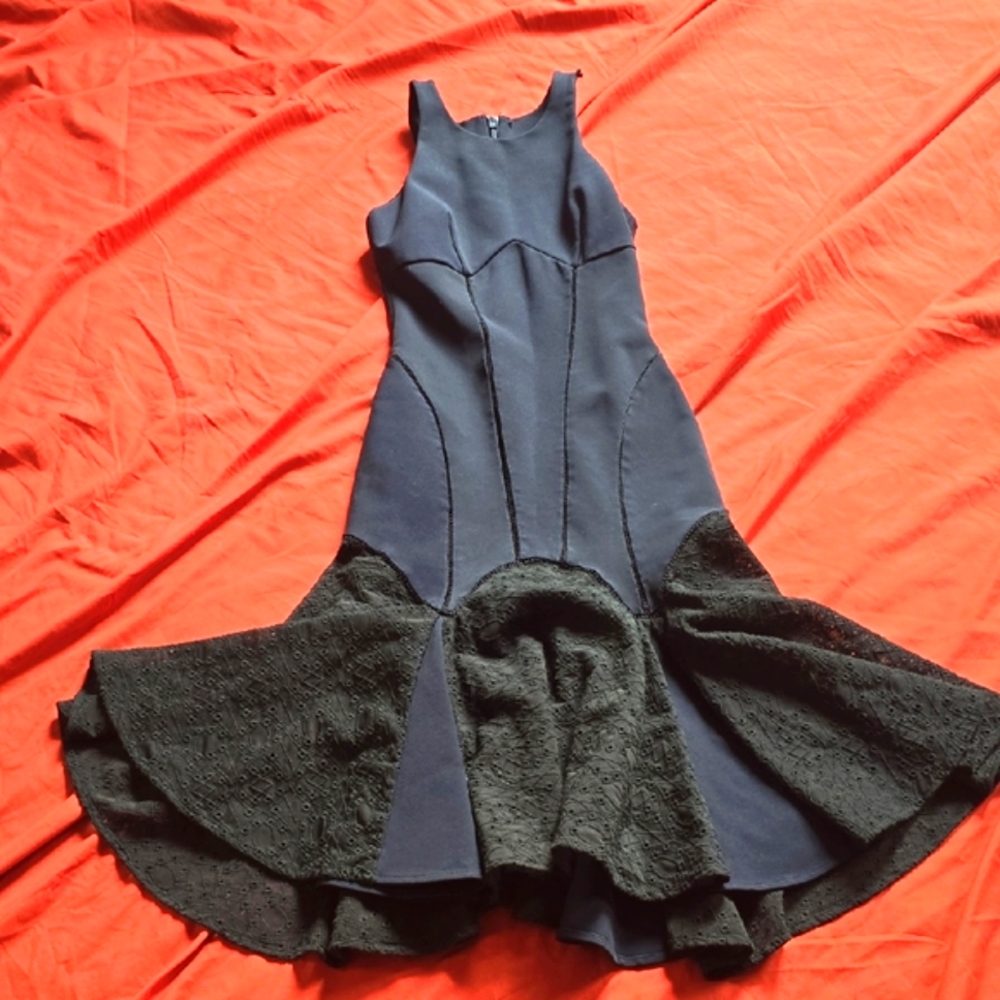 Jonathan Simkhai Navy and Black High Low Dress
